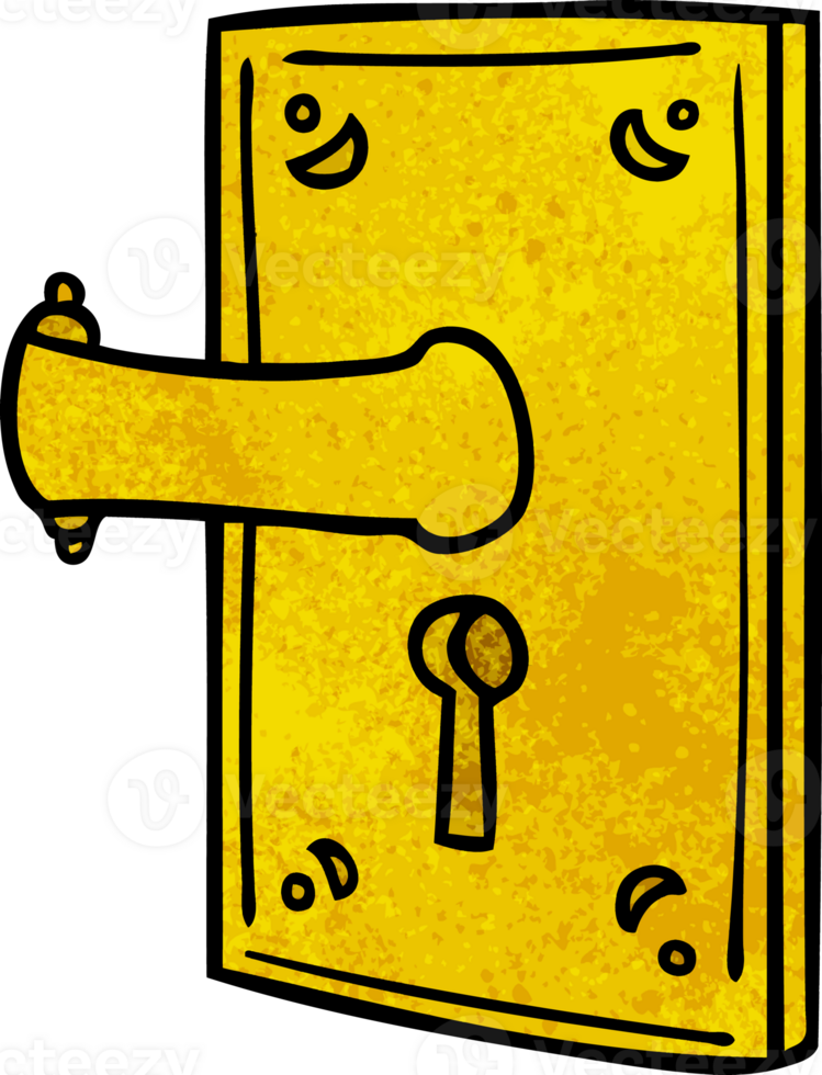 hand- getrokken getextureerde tekenfilm tekening van een deur omgaan met png