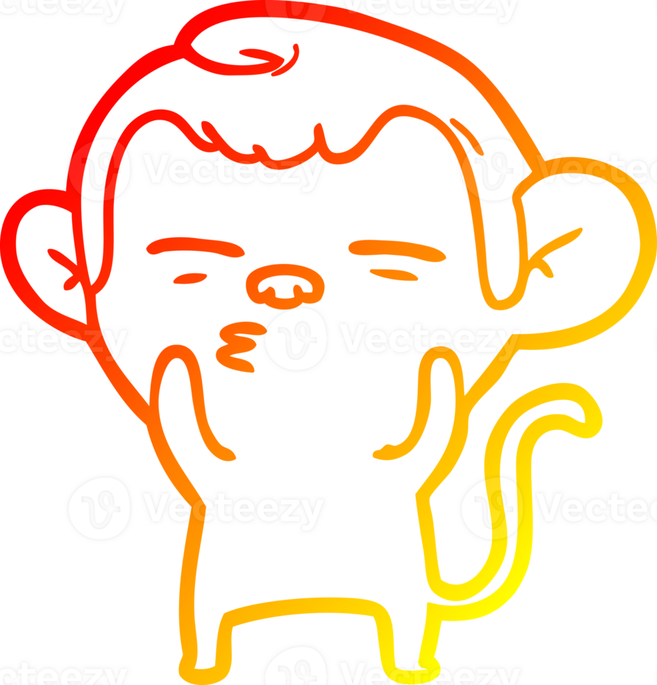 warm gradient line drawing of a cartoon suspicious monkey png