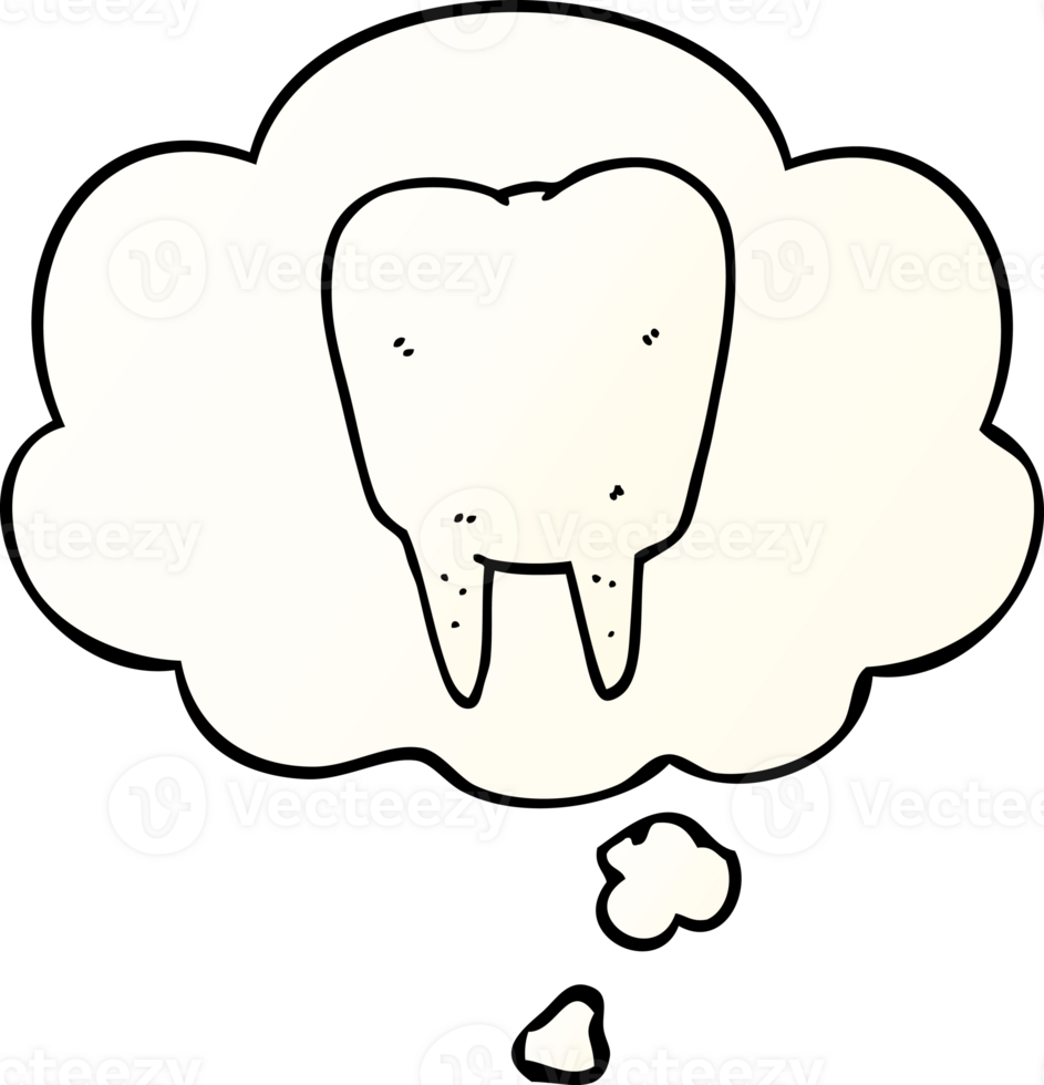 cartoon tooth with thought bubble in smooth gradient style png