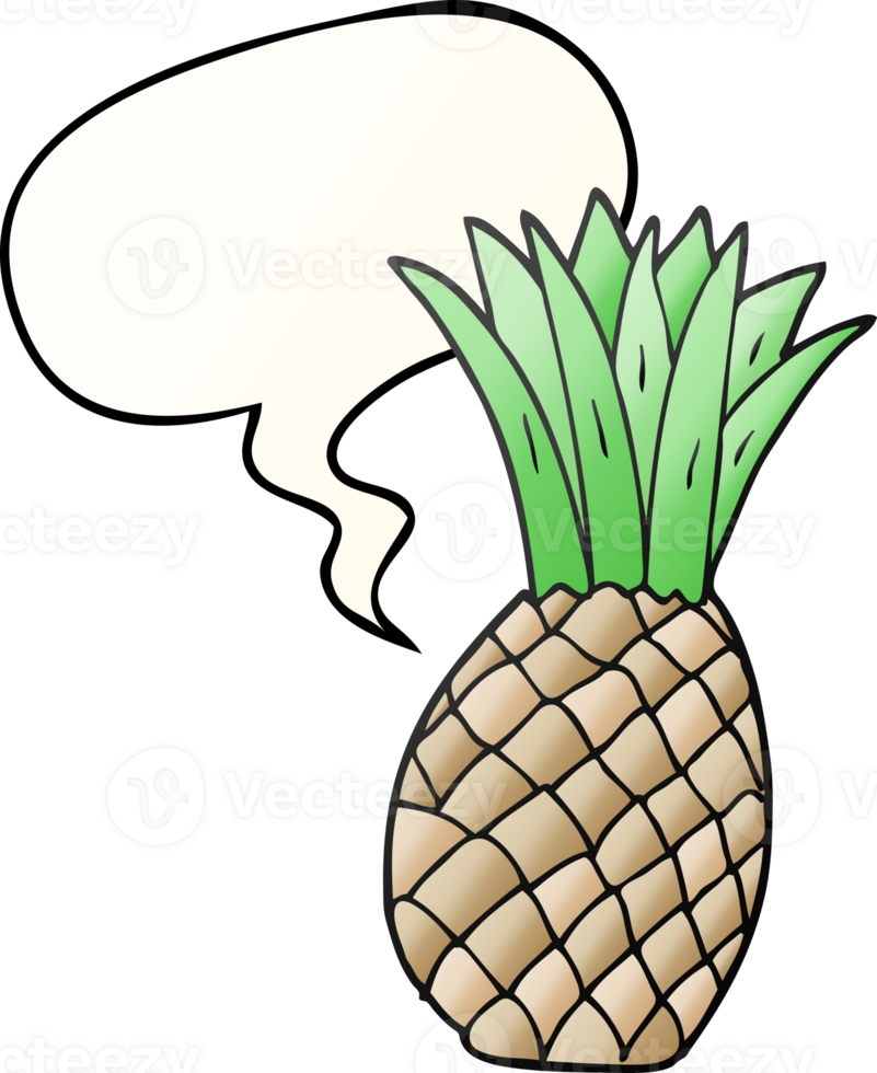 cartoon pineapple with speech bubble in smooth gradient style png