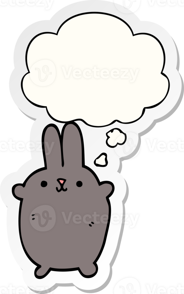 cartoon rabbit with thought bubble as a printed sticker png