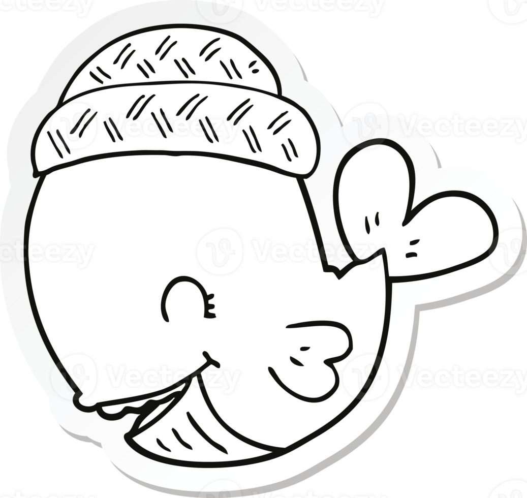 sticker of a cartoon whale wearing hat png