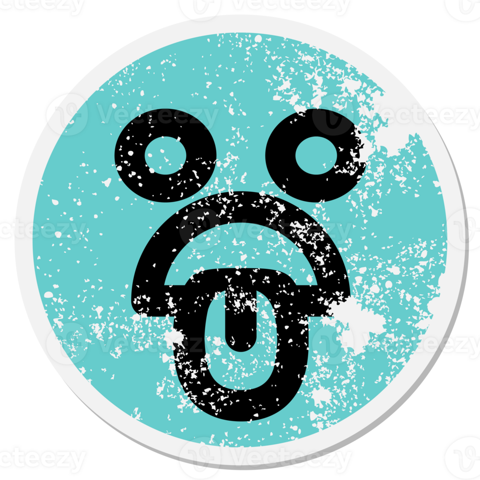 staring nauseous face circular sticker png