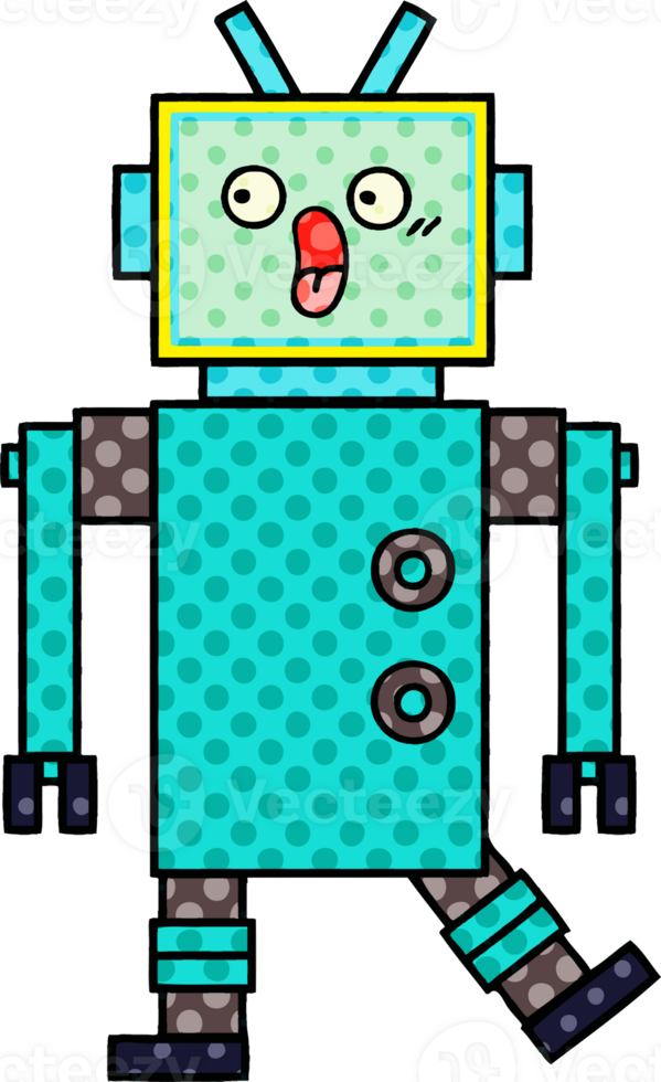 comic book style cartoon of a robot png