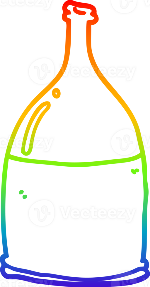 rainbow gradient line drawing of a cartoon bottle png