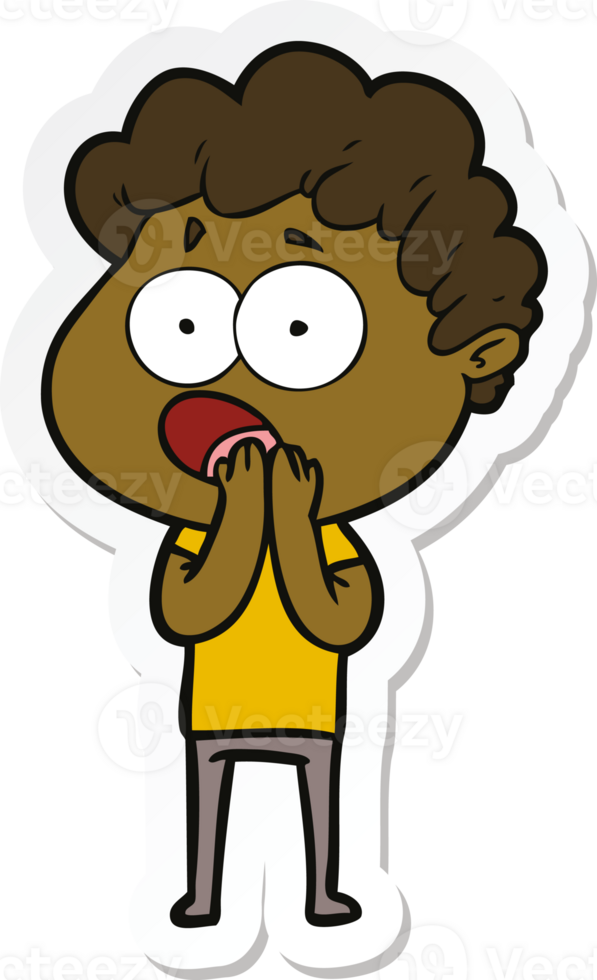 sticker of a cartoon man gasping in surprise png