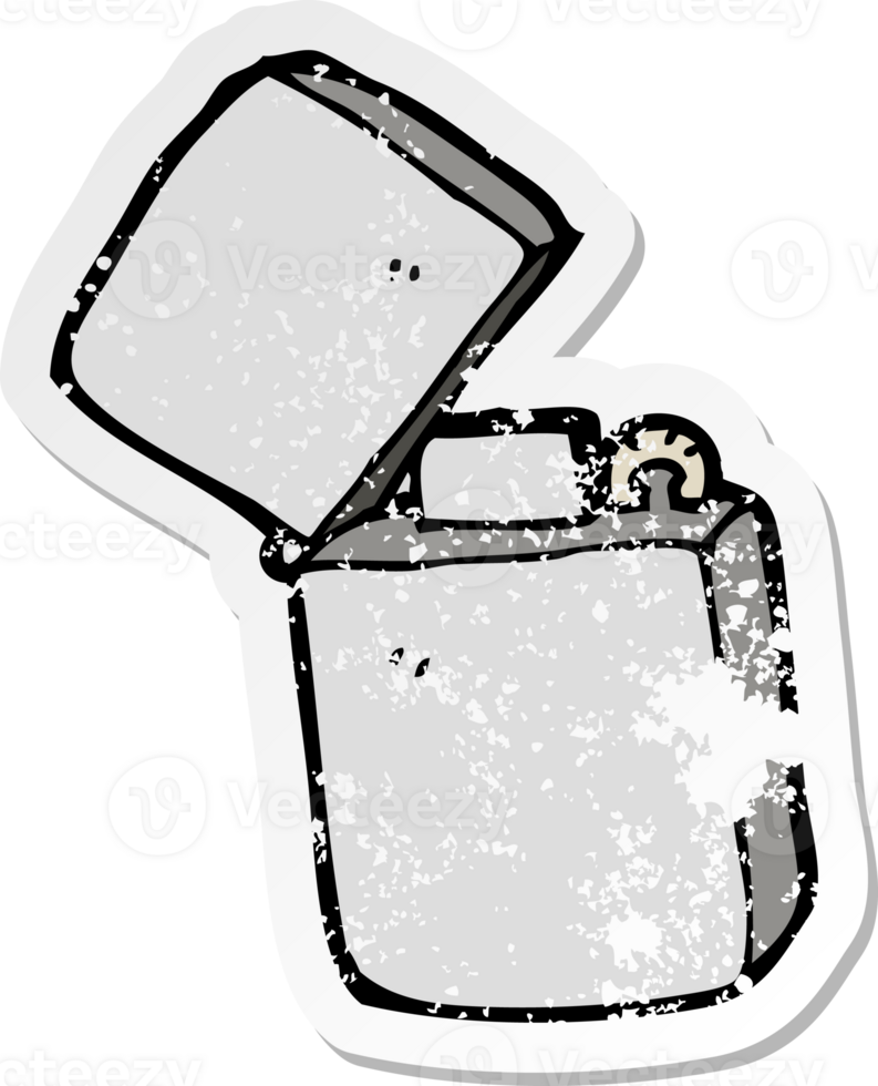 retro distressed sticker of a cartoon metal lighter png