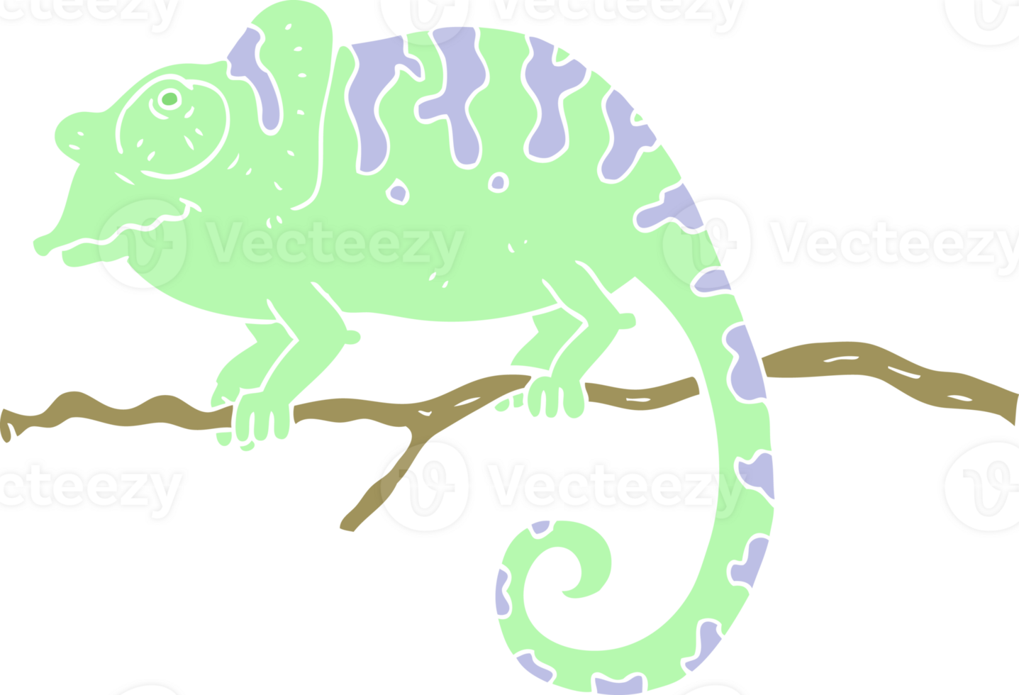 flat color illustration of chameleon png