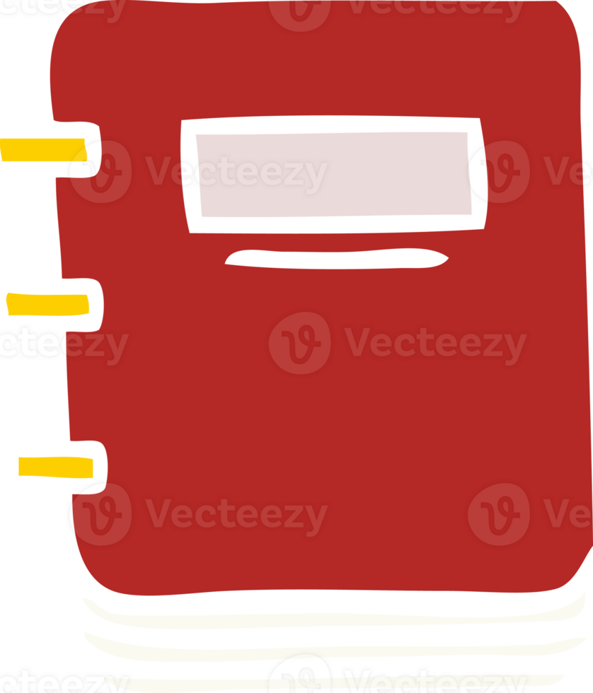 flat color retro cartoon of a note book png