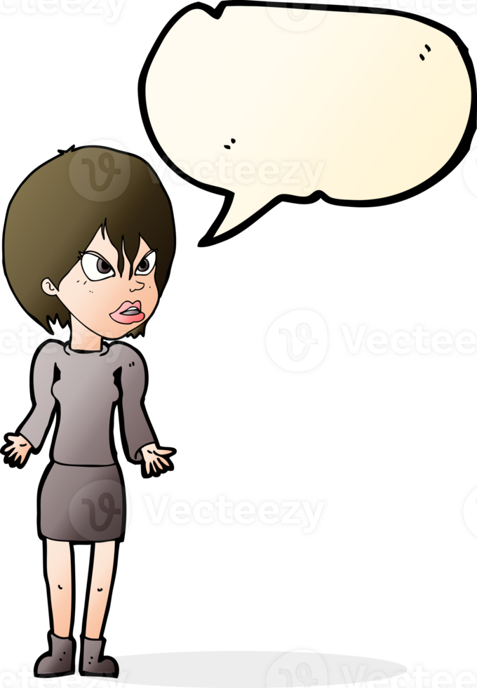 cartoon annoyed woman with speech bubble png