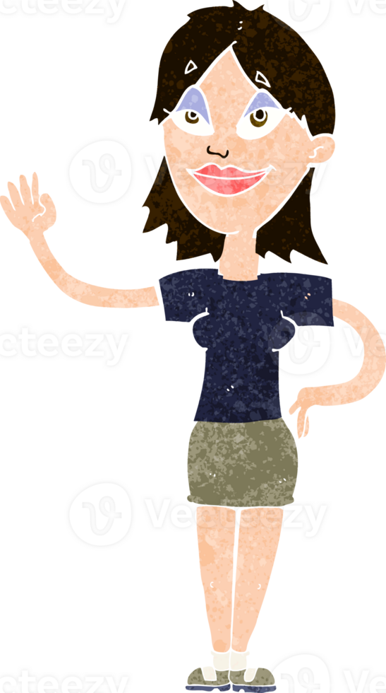 cartoon woman waving png