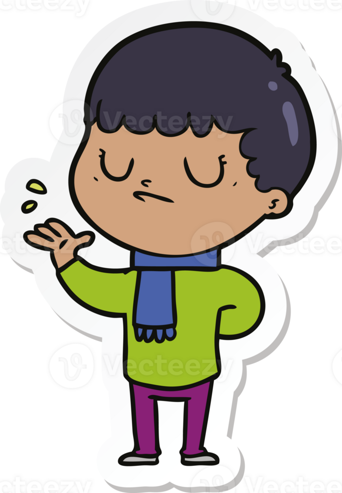 sticker of a cartoon grumpy boy png