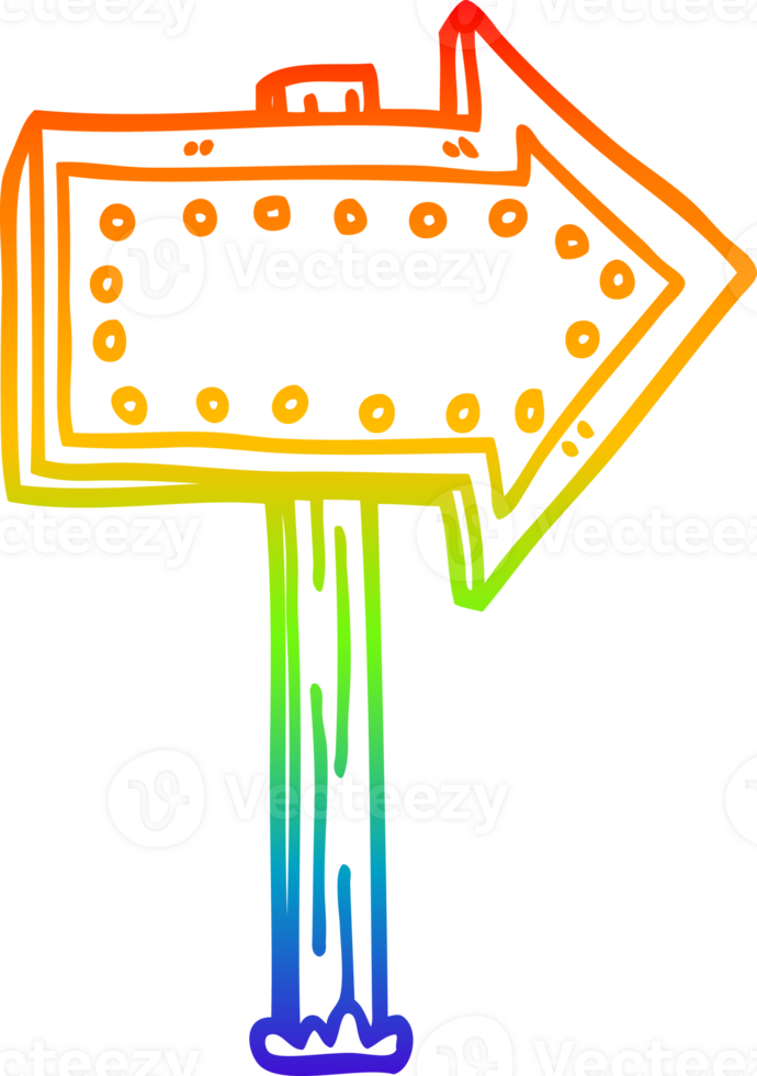 rainbow gradient line drawing of a cartoon lit up sign png