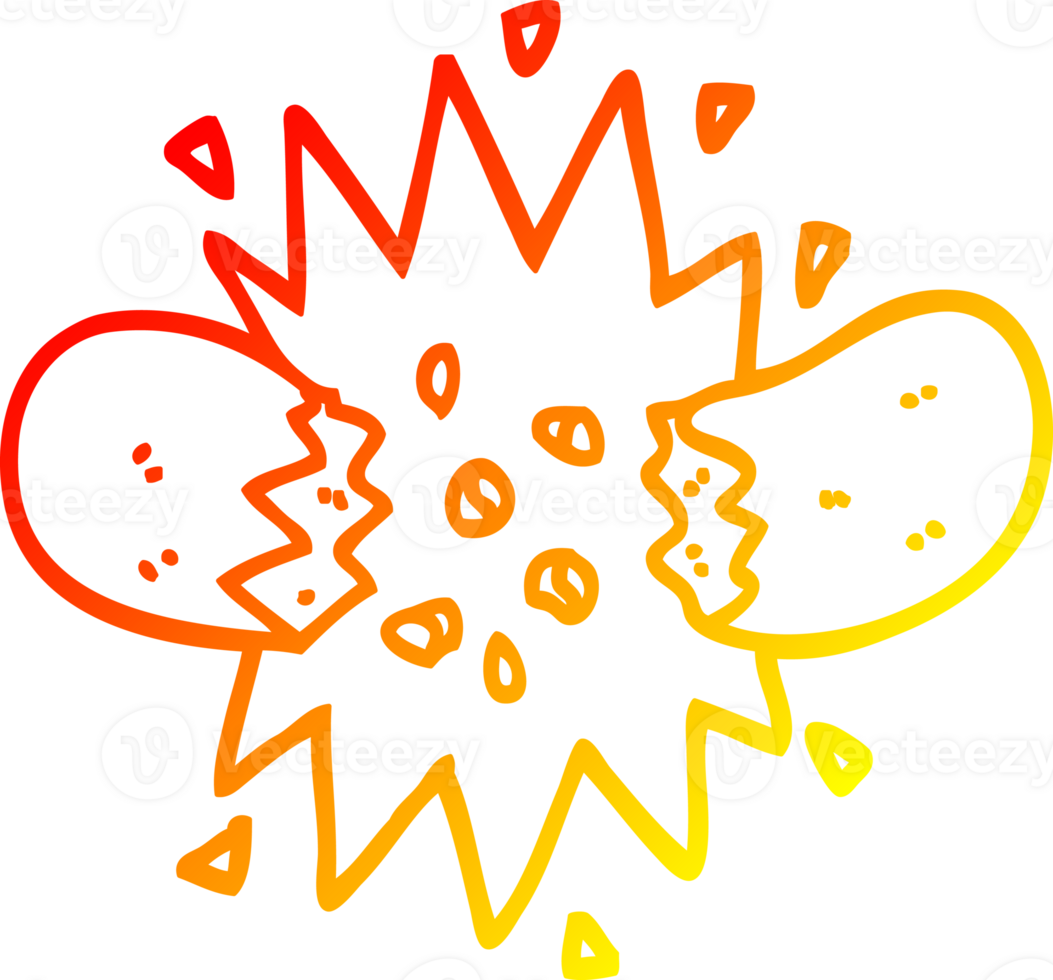 warm gradient line drawing of a cartoon exploding sausage png