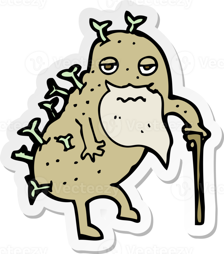 sticker of a cartoon old potato png