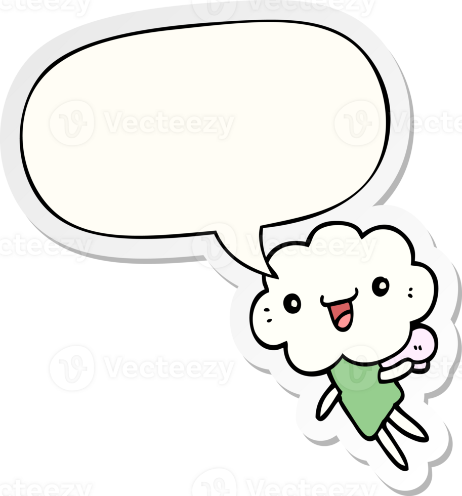 cartoon cloud head creature with speech bubble sticker png