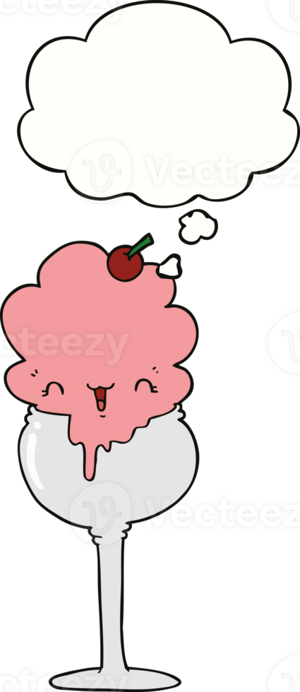 cute cartoon ice cream desert with thought bubble png