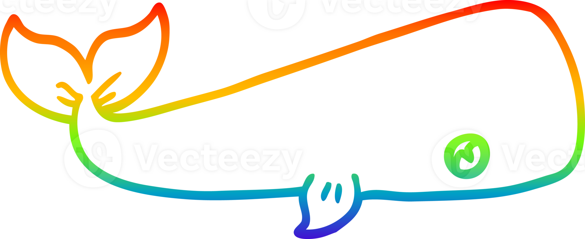 rainbow gradient line drawing of a cartoon sea whale png