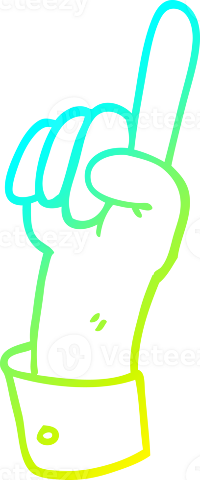 cold gradient line drawing of a cartoon pointing hand png