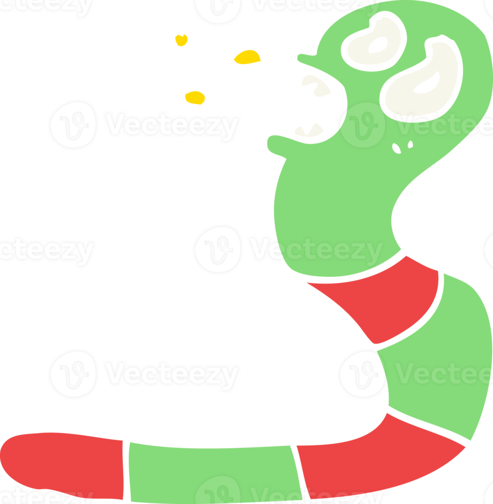 flat color style cartoon frightened worm png