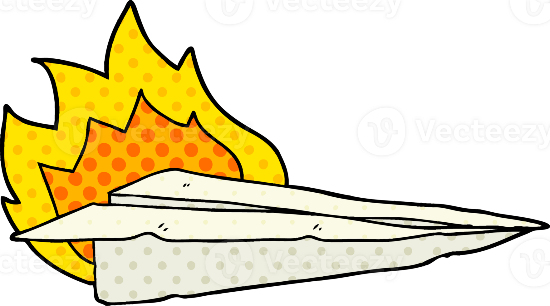 cartoon burning paper airplane png