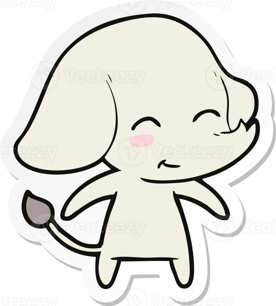 sticker of a cute cartoon elephant png