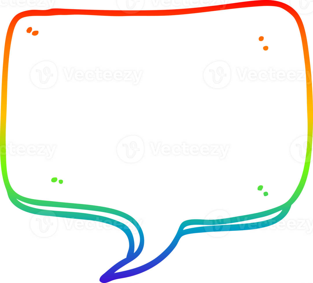 rainbow gradient line drawing of a cartoon speech bubble png
