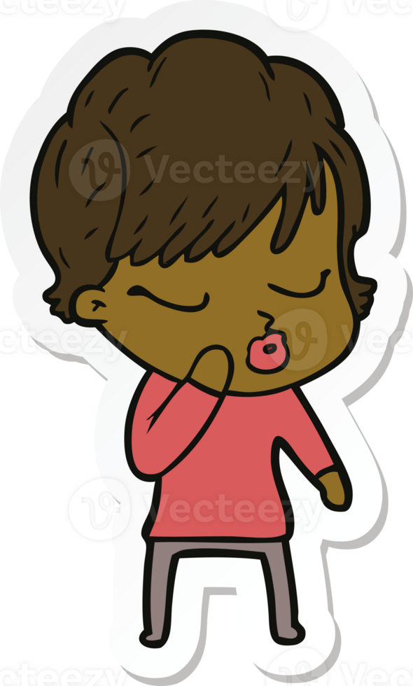 sticker of a cartoon woman with eyes shut png