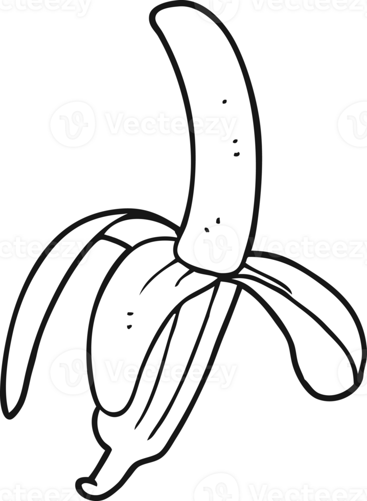 hand drawn black and white cartoon banana png