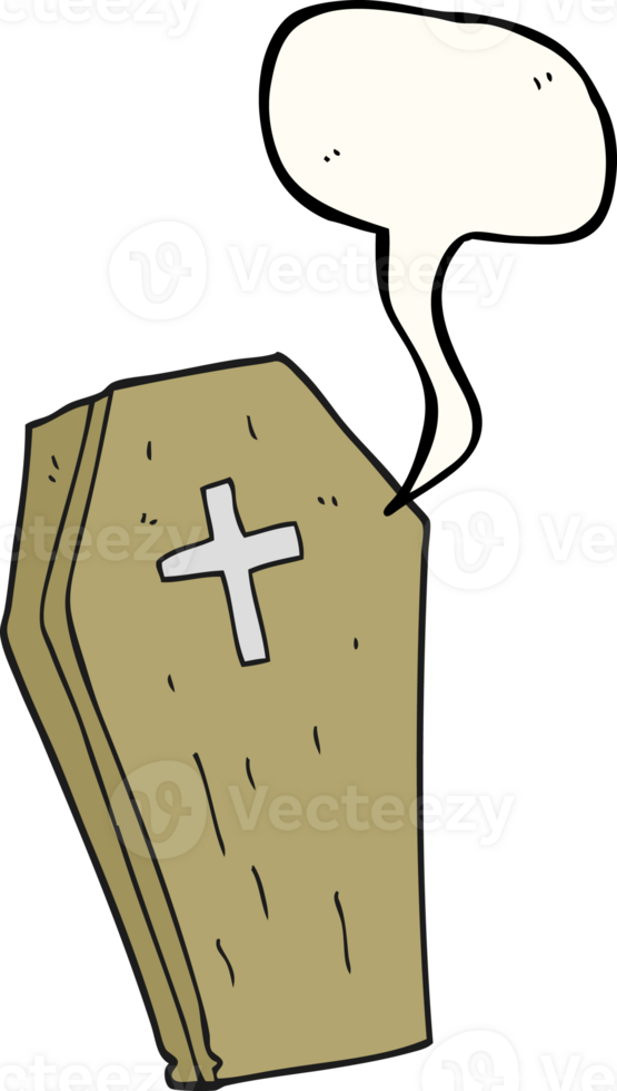 hand drawn speech bubble cartoon spooky coffin png