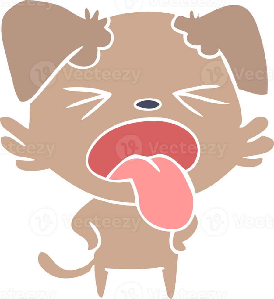 flat color style cartoon disgusted dog png