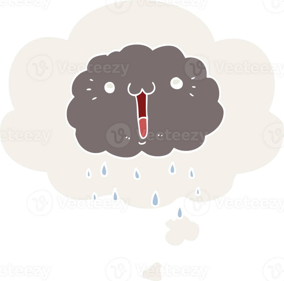 cartoon cloud with thought bubble in retro style png