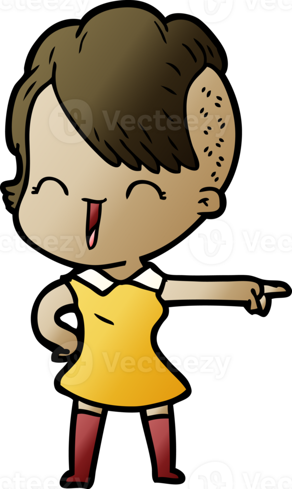cartoon happy hipster girl png