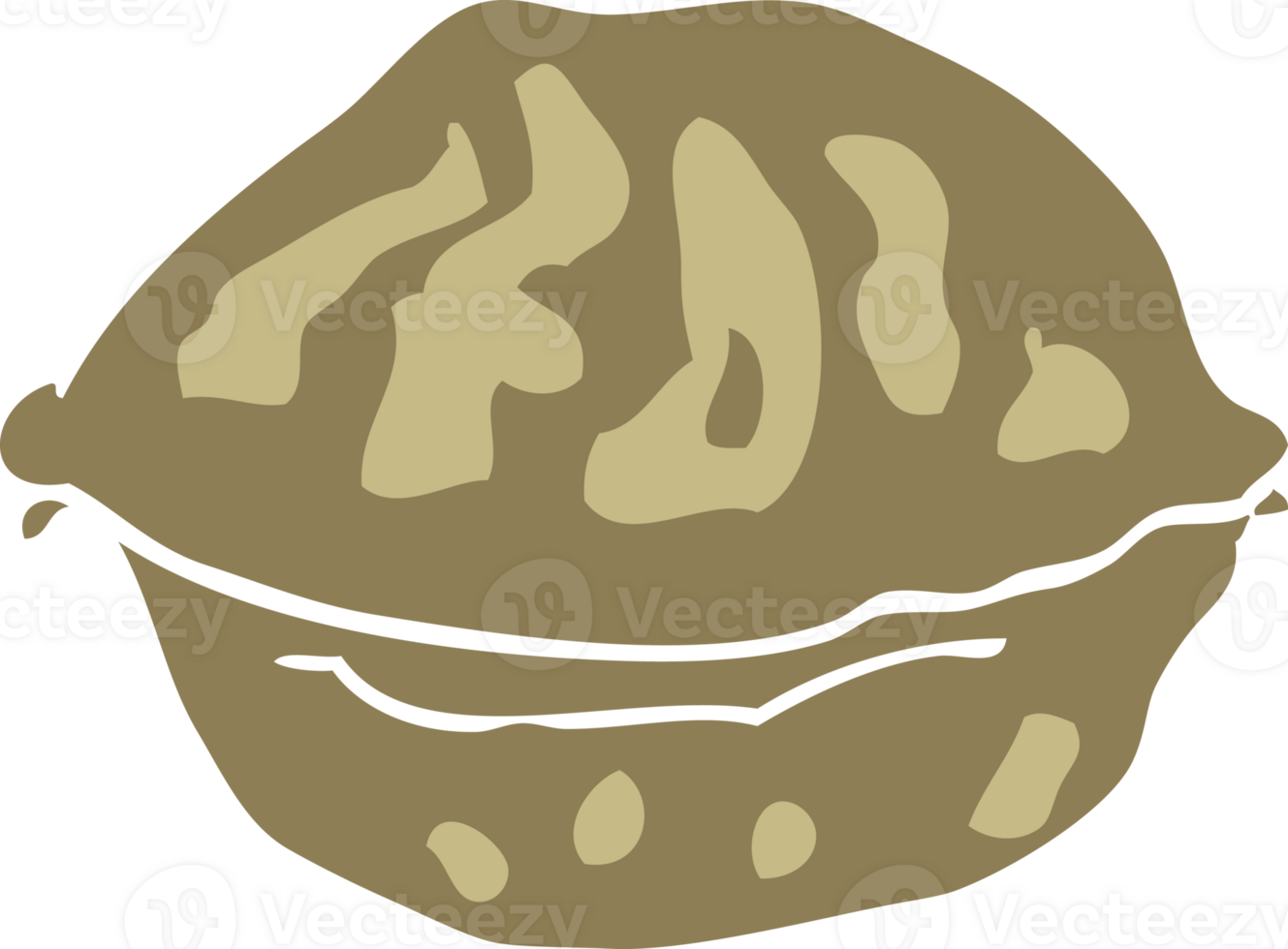 flat color illustration of walnut in shell png
