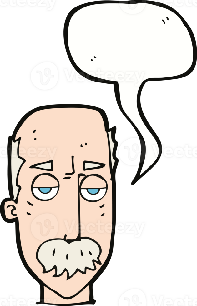cartoon bored old man with speech bubble png