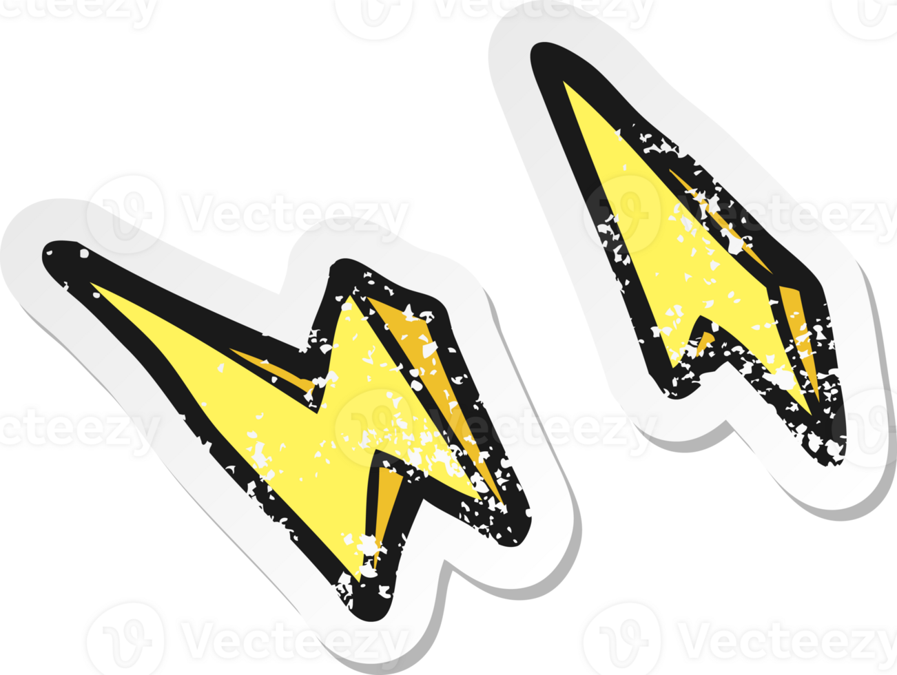 retro distressed sticker of a cartoon lightning bolt doodles png