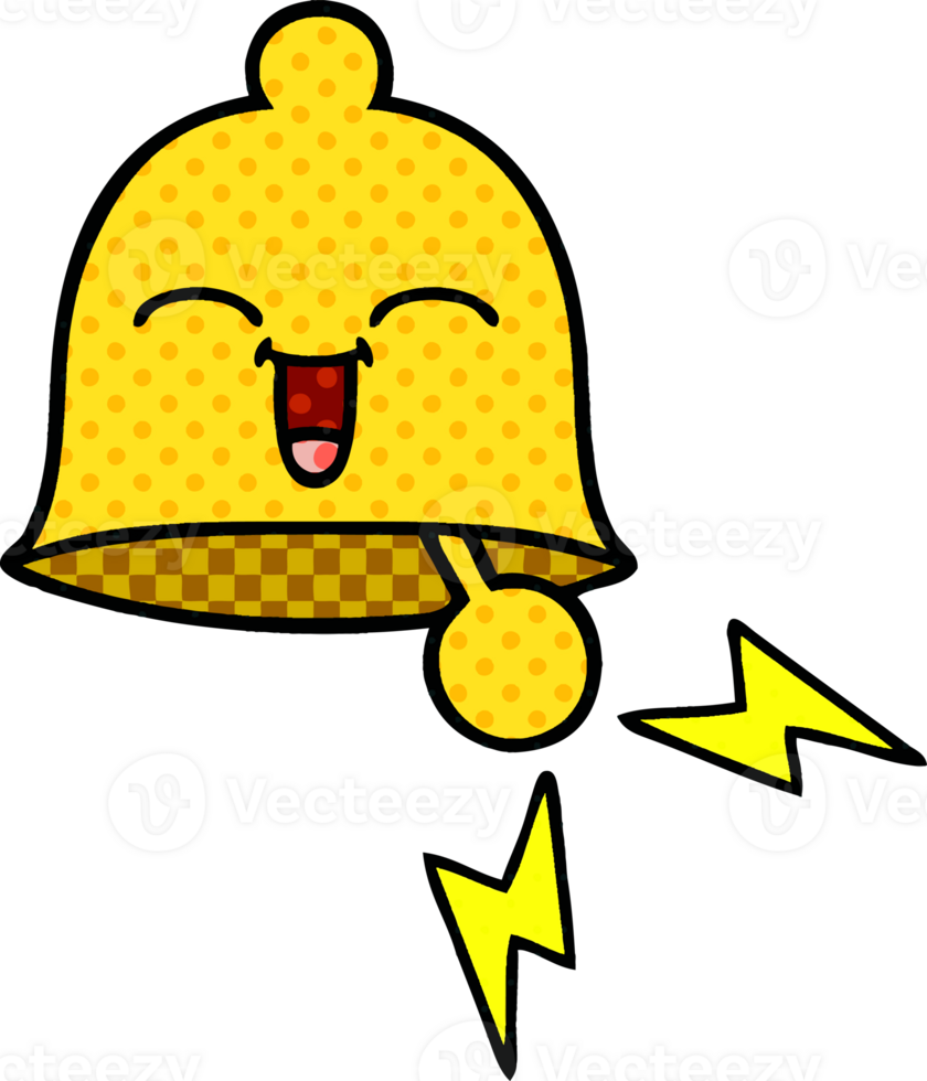 comic book style cartoon of a ringing bell png