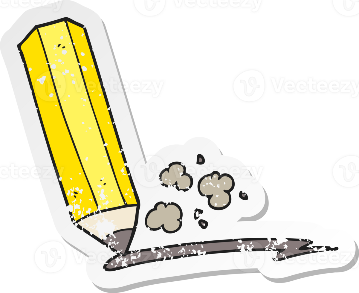 retro distressed sticker of a cartoon pencil png