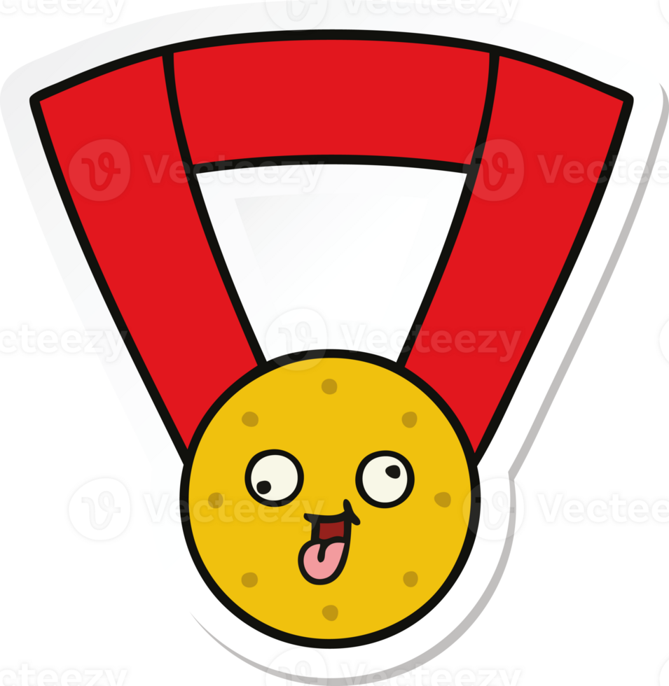 sticker of a cute cartoon gold medal png