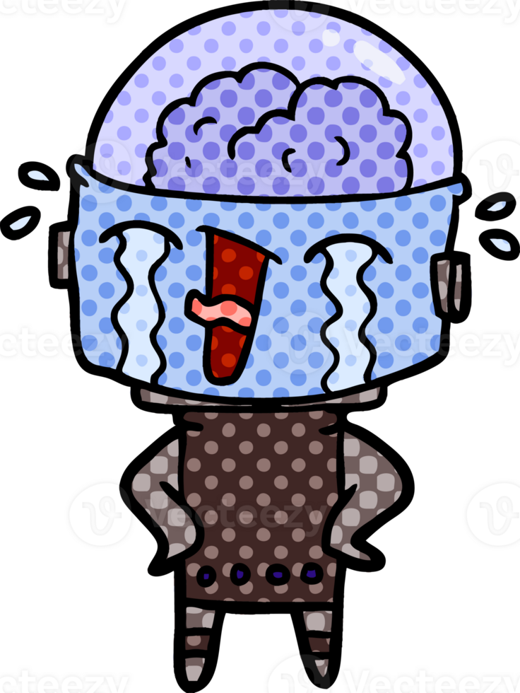 cartoon crying robot png