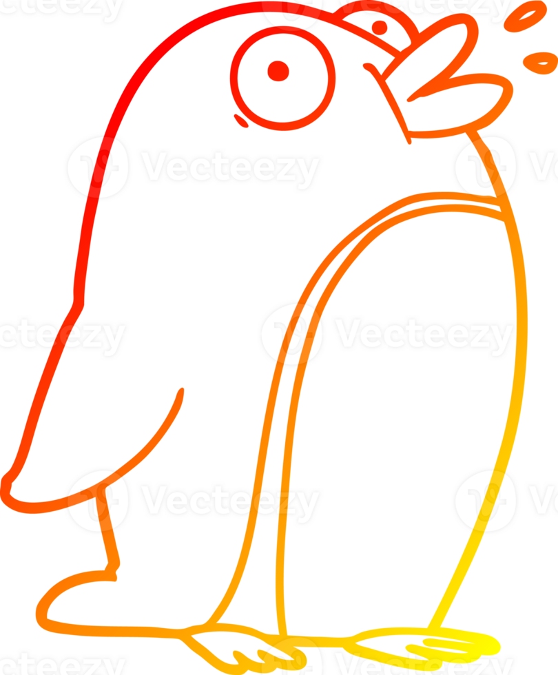 warm gradient line drawing of a cartoon penguin png