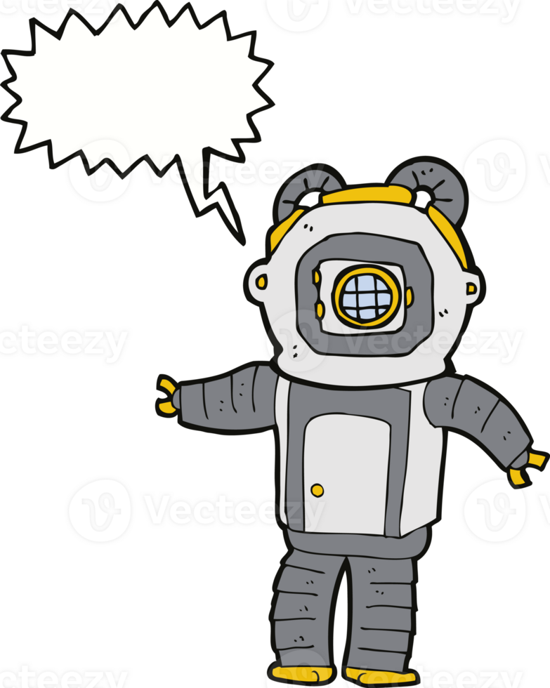 cartoon deep sea diver  with speech bubble png