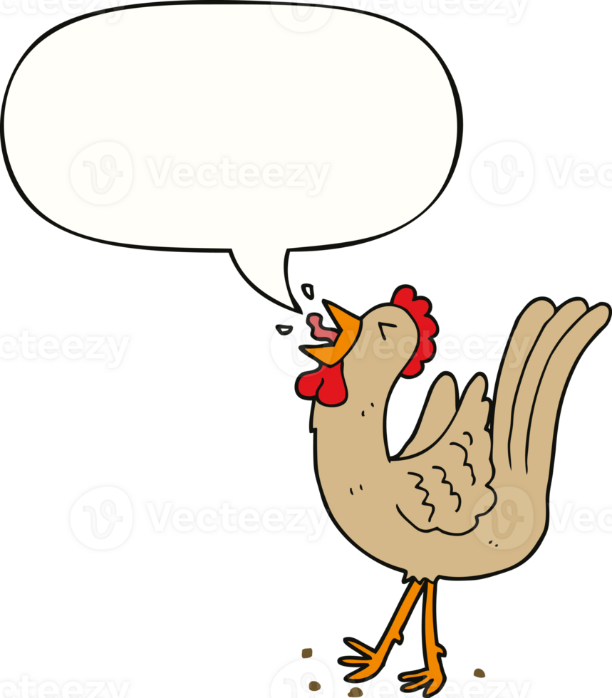 cartoon crowing cockerel with speech bubble png