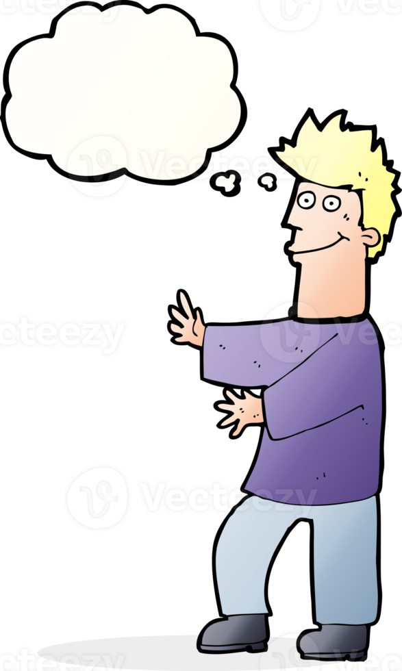cartoon happy man with thought bubble png