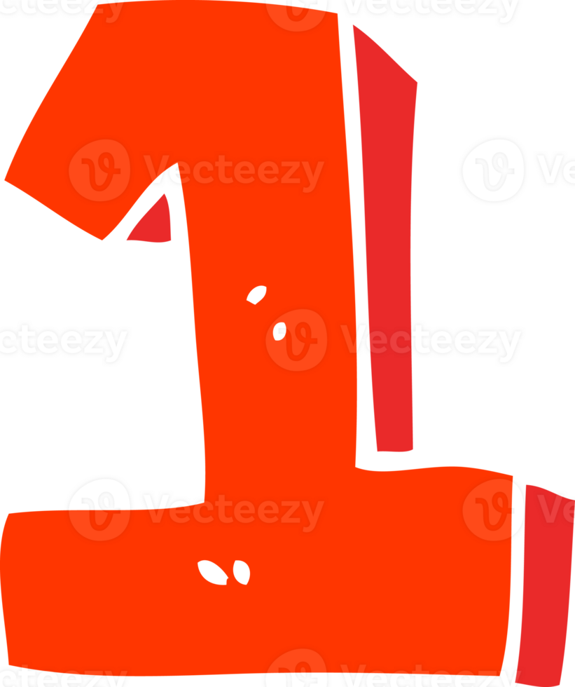 flat color illustration cartoon number one png