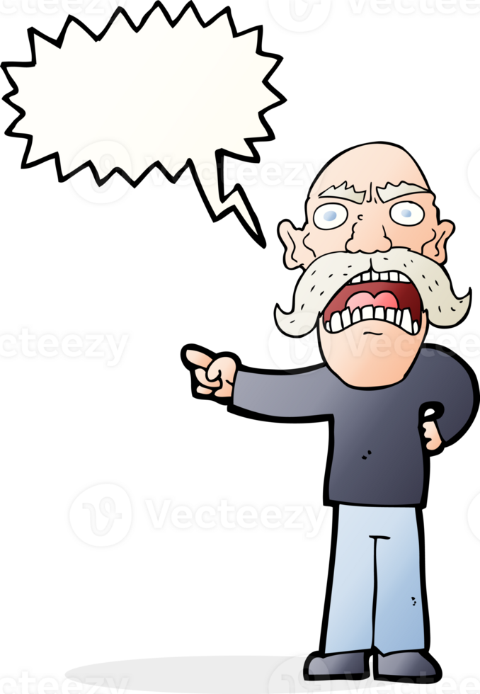 cartoon angry old man with speech bubble png