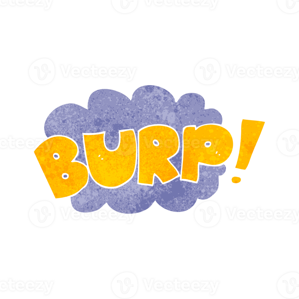 hand retro cartoon burp text png