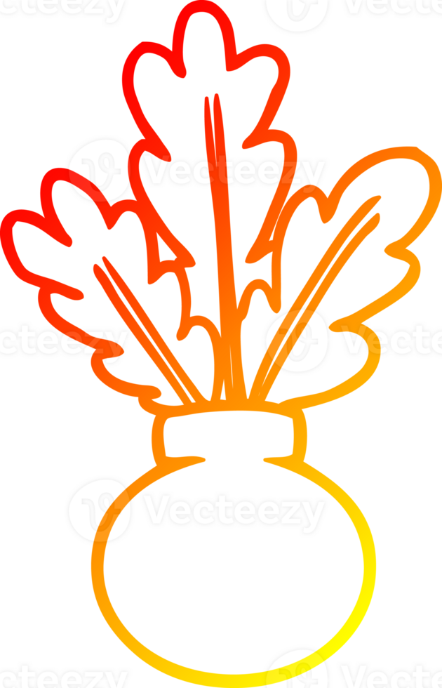 warm gradient line drawing of a  houseplant in vase png