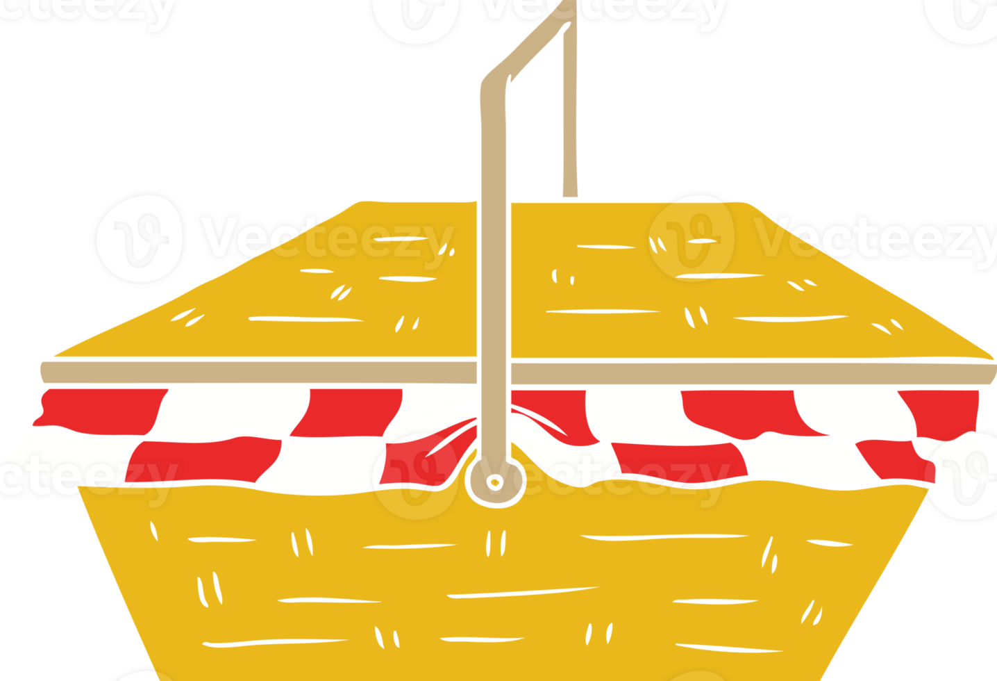 flat color style cartoon picnic basket png