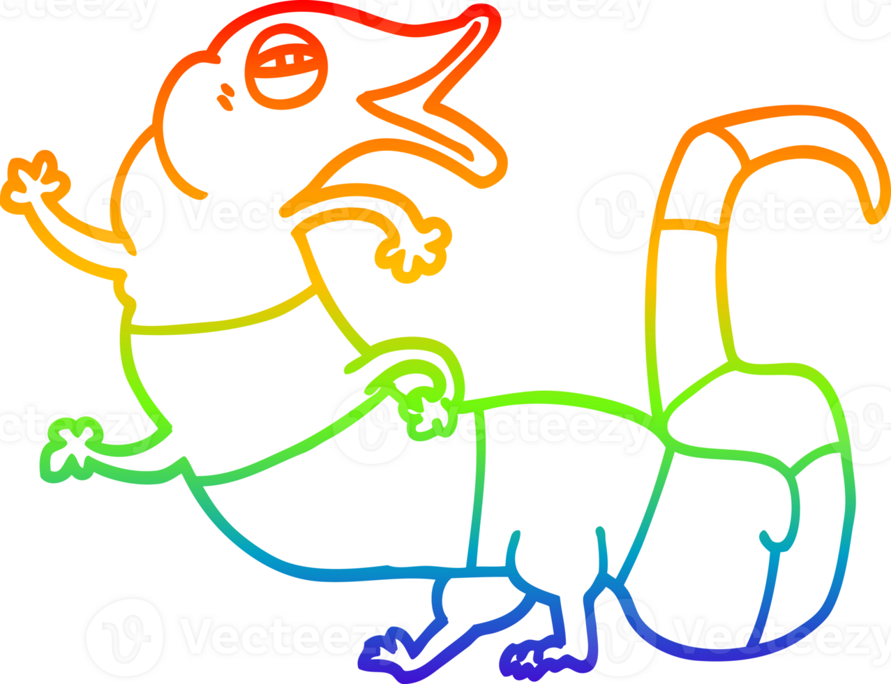rainbow gradient line drawing of a cartoon halloween monster png